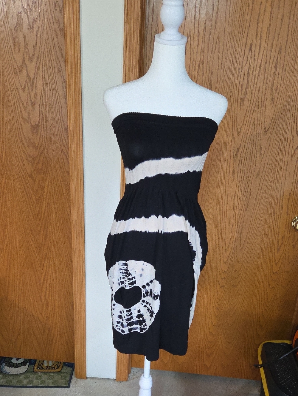 #15 Ingear Strapless Black and White Tie-Dye Dress